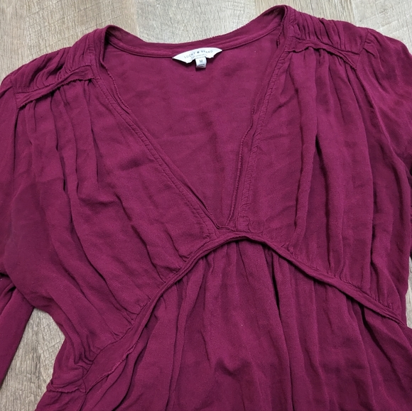 Lucky Brand Purple V Neck Long Sleeve Blouse - Picture 2 of 16